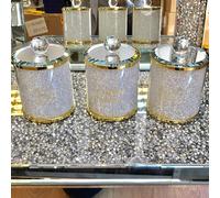Crushed Diamond Tea Coffee Sugar CANISTERS Jars Storage Gold Crystal