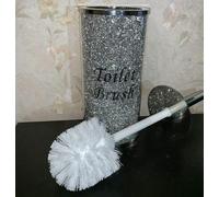 Crushed Diamond Toilet Bowl Brush And Holder For Bathroom Silver