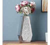 Crushed Diamond Vase Statue, Sparkle Ornament, Bling Crushed Diamond Gift, Crushed Mirrored Flower Pot Design, Handmade Craft, Home Decoration 40cm