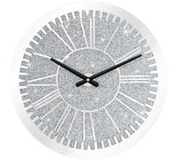 Crushed Diamond Wall Clock Crystal Twinkle Wall Hanging Clocks 16x16Inch Modern Silver Glass Mirror Clock for Living Room Bedroom Dining Room Decorative,AA Battery not Included