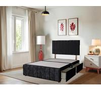 Crushed Divan Bed Frame - 20" Vertical Headboard,12"Footboard & Drawer DECORE4U LTD Black Small Double