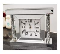Crushed jewel mirror wall clock roman numbers pillars 27 x32 x8cm