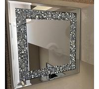 CRUSHED JEWELS DIAMANTE MIRRORED CANDLE PLATE WEDDING TABLE centrepiece bling