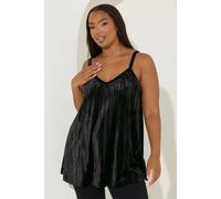 Crushed Velour Cami Vest Top Yours Black 22-24