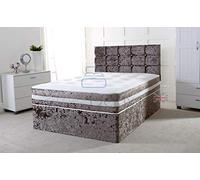 Crushed Velvet 3FT Single Divan Bed with Mattress Free HEADBOARD and Storage Drawers Available (3FT 2 Drawer, Truffle Crush)