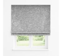 Crushed Velvet Blackout Roller Blinds Silver Grey Child Safety Soft Touch Fabric Trimmable Thermal Blinds Drop 160cm (150cm)