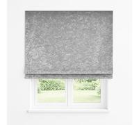 Crushed Velvet Blackout Roller Blinds Silver Grey Child Safety Soft Touch Fabric Trimmable Thermal Blinds Drop 160cm (240cm)