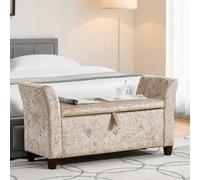 (Crushed Velvet Champagne) Seville Storage Ottoman Winged Padded Bench UKFR