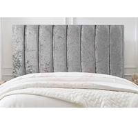 CRUSHED VELVET CHESTERFIELD DIVAN BED 20 INCH HEADBOARD 2FT6 | 3FT | 4FT | 4FT6 | 5FT | 6FT (SILVER, 4FT - SMALL DOUBLE)