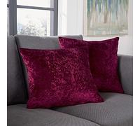 Crushed Velvet Cushion Covers Luxury Plush Plain Soft Cushions Cover (Burgundy, (45cm x 45cm) 1PC))