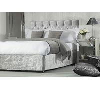 Crushed Velvet Divan Bed Base Wrap in Silver Grey Deep Fit Single Bed Size