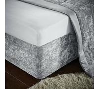 Crushed Velvet Divan Bed Base Wrap Silver Grey Valance Sheet Frame Cover Totally Elasticated Single Double King Super King Size (Double)