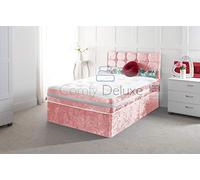 Crushed Velvet Divan Bed Set with Mattress and Free HEADBOARD!!!!! (Pink, 4FT6-2 Draw)