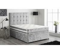 Crushed Velvet Divan Bed: Small Single - Silver without Drawers without Headboard