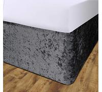 Crushed Velvet Elasticated Divan Bed Valance (Grey, Double)