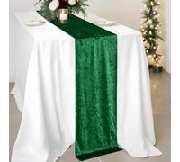 Crushed Velvet Emerald Green Table Runners for Parties and Events - Luxury Long Banquet Table Decor, 33 x 274 cm, Pack of 5 - Wedding, Spring, Christmas, Home Dining Decoration