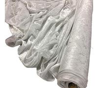 Crushed Velvet Fabric Material Stretch Velour 150cm Wide Metres White 2 METRE