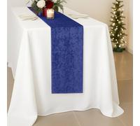 Crushed Velvet Navy Table Runners for Parties and Events - Luxury Long Banquet Table Decor, 33 x 274 cm, Pack of 1 - Wedding, Spring, Christmas, Home Dining Decoration