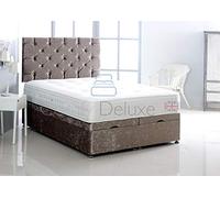 Crushed Velvet Ottoman Foot Lift Bed Base with HEADBOARD ONLY by Comfy Deluxe LTD (Truffle, 3FT Small)