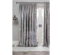 Crushed Velvet Pair of Pencil Pleat Curtains OHS Light Grey 228cm width x 228cm drop