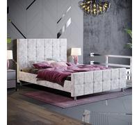 (Crushed Velvet Silver, Double) Valentina Velvet Upholstered Fabric Bed Frame UKFR