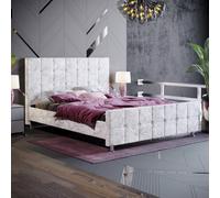 (Crushed Velvet Silver, King Size) Valentina Velvet Upholstered Fabric Bed Frame UKFR