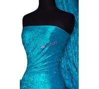 Crushed Velvet Stretch Material | Soft Furnishing, Craft Velour & Dressmaking Fabric | Same Day Dispatch | Sold by The Metre | by Tia Knight Q156 (Turquoise Blue)