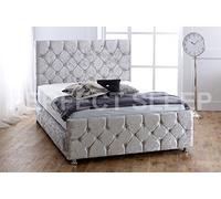 Crushed Velvet Upholstered Bed- 2ft6, 3ft, 4ft, 4ft6, 5ft - Available in 9 stylish colours! (4ft6 Double, SILVER CRUSH) by CRUSHED VELVET BED