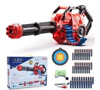 Crusher Foam Dart Blaster (40 Dart Belt,40 Darts),Red Toy Blaster Single And Bullets Blaster With Auto-Rotating Barrel,Foam Dart Blaster With Suction Dart Kids Toys for Teen 8+ Year Old Boys & Girls
