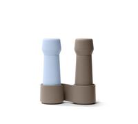 Crushgrind Amsterdam To-Go Spice Mill with Ceramic Grinder and Holder | Salt and Pepper Mill for Travel with Adjustable Grinding Level | High-Quality Materials | Set Warm Grey, Sky Blue (130 mm)