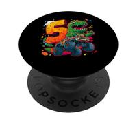 Crushing 5 Like a T-Rex - Monster Truck Dino Birthday PopSockets Adhesive PopGrip