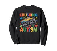 Crushing Autism Monster Truck - Autism Awareness Boys Kids Sweatshirt