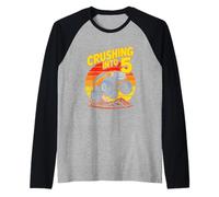 Crushing Into 5 Monster Truck Birthday Boy Raglan Baseball Tee