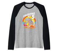 Crushing Into 5 Monster Truck Fifth Birthday Raglan Baseball Tee