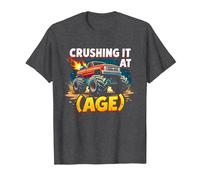Crushing It at (Age) Monster Truck Thrill Seeker Birthday T-Shirt, Men, Dark Heather Grey, S