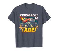 Crushing It at (Age) Monster Truck Thrill Seeker Birthday T-Shirt, Men, Heather Blue, 3XL