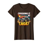 Crushing It at (Age) Monster Truck Thrill Seeker Birthday T-Shirt, Women, Brown, XXL