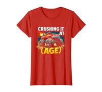 Crushing It at (Age) Monster Truck Thrill Seeker Birthday T-Shirt, Women, Red, M