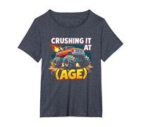 Crushing It at (Age) Monster Truck Thrill Seeker Birthday T-Shirt, Women's Plus, Heather Blue, 5X