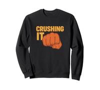 Crushing It - Bold Retro Fist Power Statement Distressed Sweatshirt