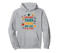 Crushing Third Grade One Day at a Time Pullover Hoodie, Adult Unisex, Heather Grey, S