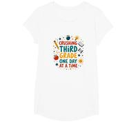 Crushing Third Grade One Day at a Time T-Shirt, Girls, White, Large