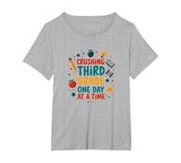 Crushing Third Grade One Day at a Time T-Shirt, Women's Plus, Heather Grey, 3X