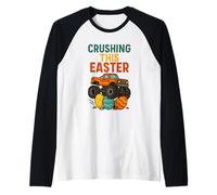 Crushing This Easter Monster Truck Boys Toddler Egg Hunt Raglan Baseball Tee