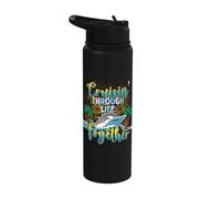 Crusing Through Life Together Husband Wife Couple Cruise Stainless Steel Insulated Water Bottle