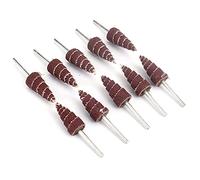 CruSio 10Pcs 3Mm Shank Tapered Cone Grinding Head Sandpaper Flap Wheels Polishing Sanding Tools for Drill Wheel Conical Abrasive Rotary Tool/80/10Mm