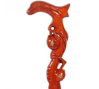 crutch, Auspicious Longevity Peach Shaped Walking Cane for Elderly, Hand-Carved Wooden Stick(B,85Cm(Use Height 160 165Cm))