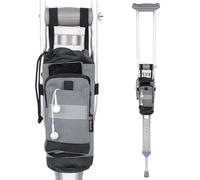 Crutch Bag Lightweight Crutch Accessories Storage Pouch with Reflective Strap and Front Zipper Pocket for Universal Crutch Bag to Keep Item Safety (Light Gray)