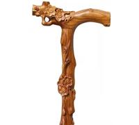 Crutch Plum Blossom/pine Tree Carved Walking Cane, Hand Carved Ebony Wood Mobility Cane, For Men And Women, Load Bearing 90kg/198.4lbs