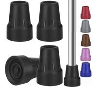 Crutch Tips Heavy Duty Replacement Rubber Cane,Hiking Walker Tips 3/4” Non-Slip All Terrain Caps Accessories for Canes, Rollator, Walkers, Universal Fit 4 PCS (Black)
